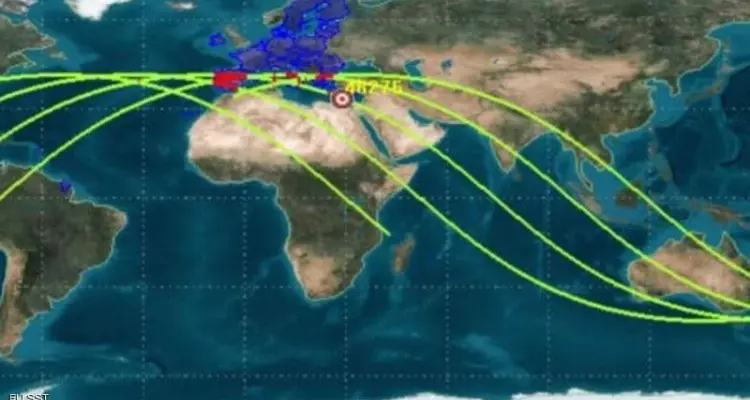 الصاروخ الصيني يمر فوق سوريا والعراق.. شاهد حركته المباشرة: أخبار