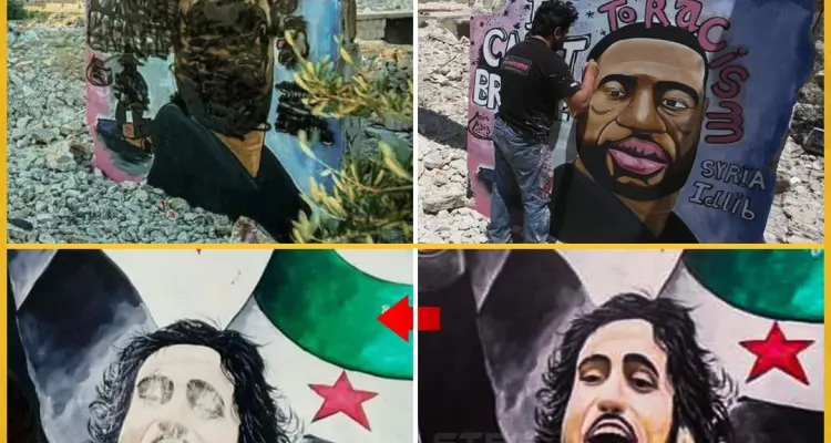 تشويه لوحات جدارية لجورج فلويد و الساروت في إدلب: أخبار