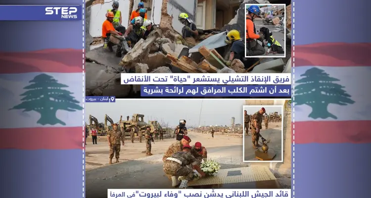 بينما يحاول فريق الانقاذ التشيلي البحث عن لبنانيين تحت الأنقاض، الجيش اللبناني يدشن نصب تذكاري: أخبار