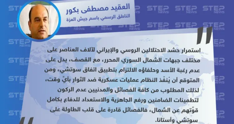 جيش العزة يُطالب الفصائل والمدنيين برفع الجاهزية والاستعداد للدفاع بكامل قوَّتهم عن الشمال السوري.: أخبار