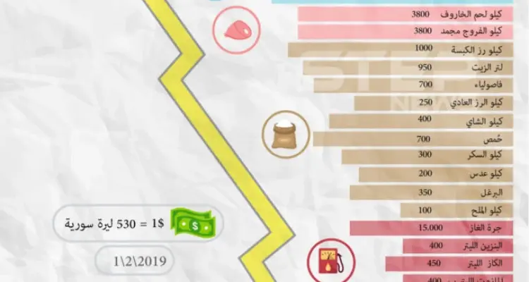 انفوجرافيك || جانب من أسعار الخضار والفواكة والمواد الغذائية والدواء في مخيم الرقبان .: أخبار