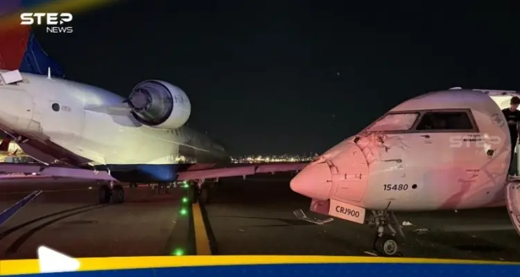 اصطدام طائرتين في مطار أمريكي.. شاهد ما حدث (فيديو): أخبار