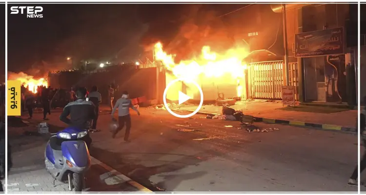 بالفيديو| المتظاهرون العراقيون ينزلون علم إيران ويحرقون قنصليتها بالنجف!: أخبار