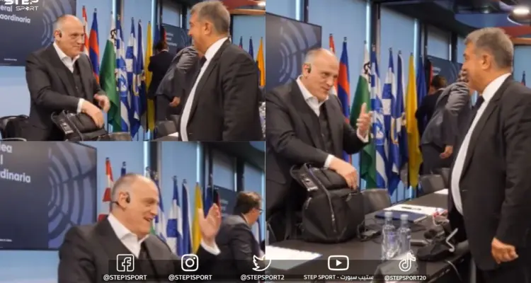 شاهد || لابورتا يثير الجدل بلقائه مع تيباس في اجتماع رابطة الليغا: أخبار