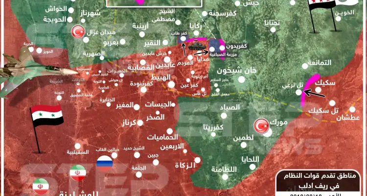 خريطة تظهر تطورات المعركة و محاور الاشتباكات في ريف إدلب 18/08/2019: أخبار