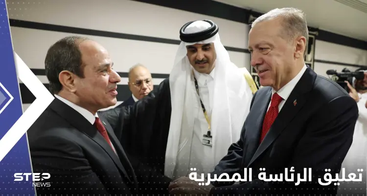 أول تعليق من الرئاسة المصرية على مصافحة السيسي وأردوغان: أخبار