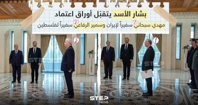 رئيس النظام السوري يتقبل أوراق اعتماد سفيرا إيران وفلسطين لدى سوريا: أخبار