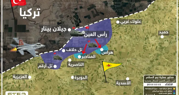 شاهد بالخريطة بوادر مواجهة بين قوّات "نبع السلام" والنظام السوري قرب عين عيسى، والتفاصيل!!: أخبار