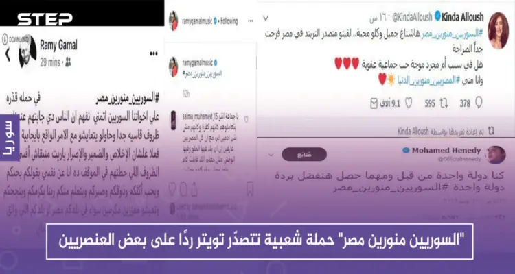 "السوريين منورين مصر" حملة شعبية تتصدّر تويتر ردًا على بعض العنصريين: أخبار