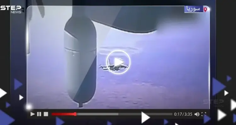 بالفيديو|| مقاتلة روسية تطلق قنابل مضيئة على مسيرة أمريكية في سماء سوريا: أخبار