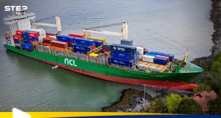 شاهد|| جنوح سفينة شحن ضخمة في النرويج ودخولها بحديقة أحد المنازل: أخبار