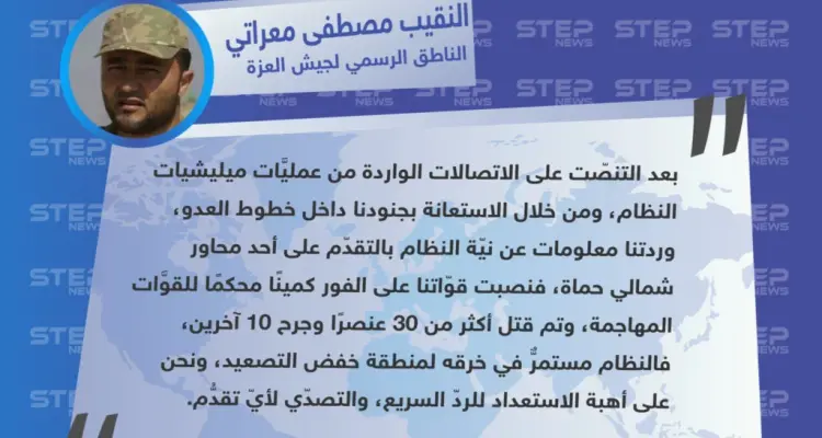خاص || جيش العزة: نظام الأسد مستمرٌّ في خرقه لمنطقة خفض التصعيد، ونحن على أهبة الاستعداد للردّ السريع.: أخبار