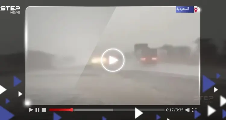 ظاهرة "غير عادية".. تساقط البرد مع أمطار رعدية في صحراء السعودية (فيديو): أخبار
