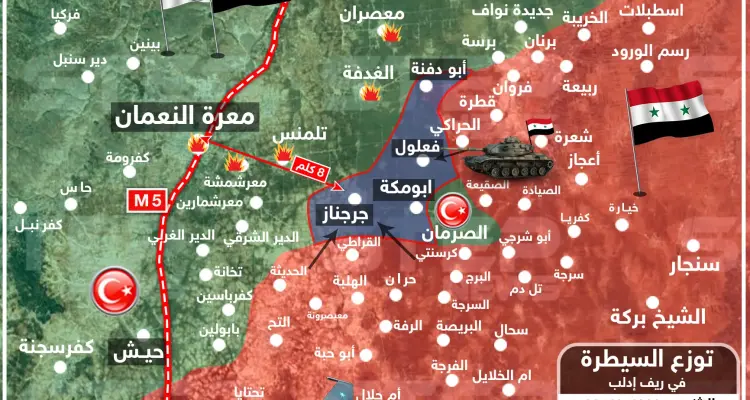 بالخريطة|| قوات النظام السوري تسيطر على جرجناز وعدة قرى.. وتحاصر نقطة المراقبة التركية الثامنة!: أخبار