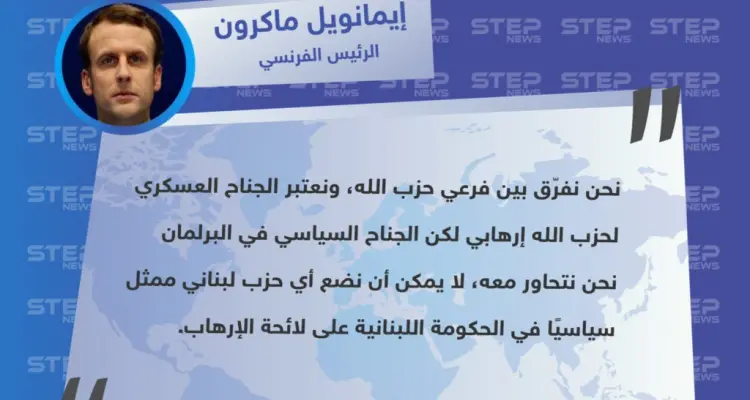 ماكرون يرّد على تحرّكات البرلمان البريطاني لوضع حزب الله على لائحة الإرهاب لعدم التفريق بين جناحيه!!: أخبار