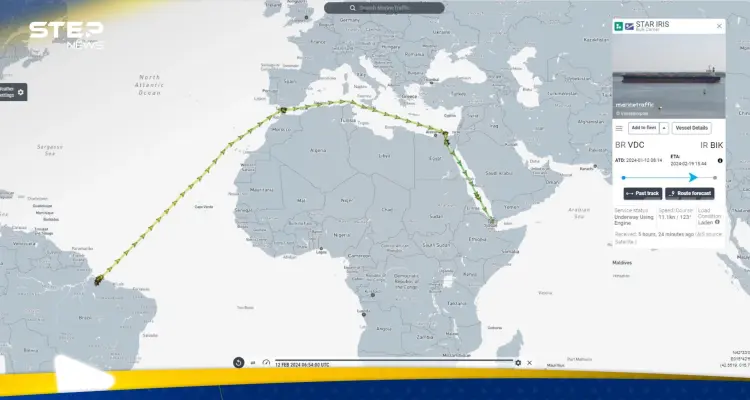 خريطة كشفت المسار.. صواريخ الحوثي طالت سفينة متجهة نحو إيران: أخبار