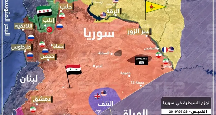 خريطة تُظهر توزع السيطرة في سوريا 26/09/2019: أخبار