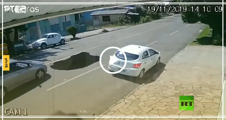 فيديو|| حفرة في الأرض تبتلع سيارة بشكل مفاجئ في البرازيل: أخبار