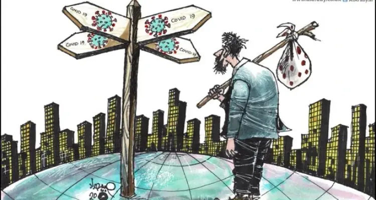 كاريكاتير || الكورونا أصبحت في كل مكان: أخبار