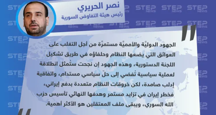 أبرز تصريحات الحريري في إحاطة هيئة التفاوض في المجموعة الدولية المصغرة حول سوريا أمس.: أخبار