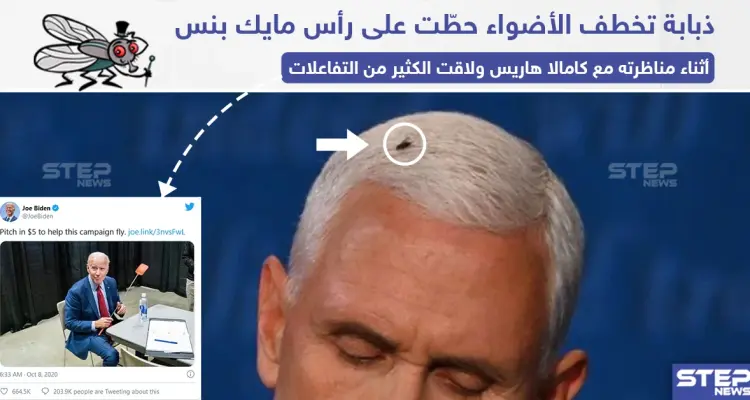 ذبابة على رأس نائب ترامب تخطف الأضواء وتثير موجة سخرية على تويتر: أخبار