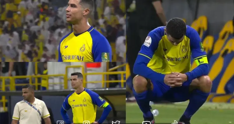 هل اقترب الرحيل ... شاهد غضب كريستيانو رونالدو بعد إقصاء النصر من كأس الملك: أخبار