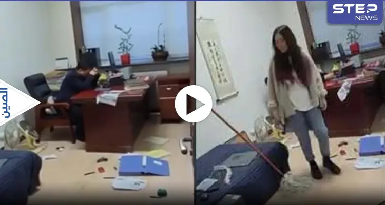 بالفيديو|| موظفة تضرب مديرها في العمل بمكنسة التنظيف بعد محاولات الأخير مضايقتها بطريقة لا أخلاقية: أخبار
