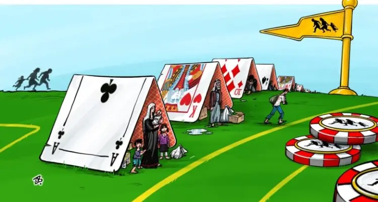 كاريكاتير || مقامرة اللاجئين الدولية: أخبار