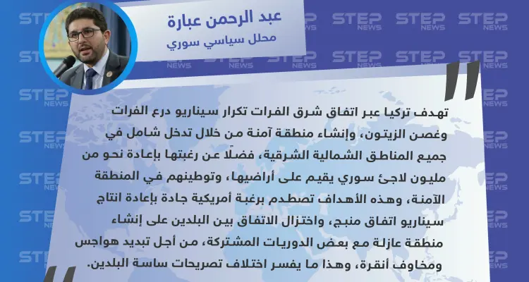 محلل سياسي لستيب: تركيا تريد منطقة آمنة بتكرار سيناريو درع الفرات وغصن الزيتون وأميركا تريد تكرار سيناريو منبج: أخبار