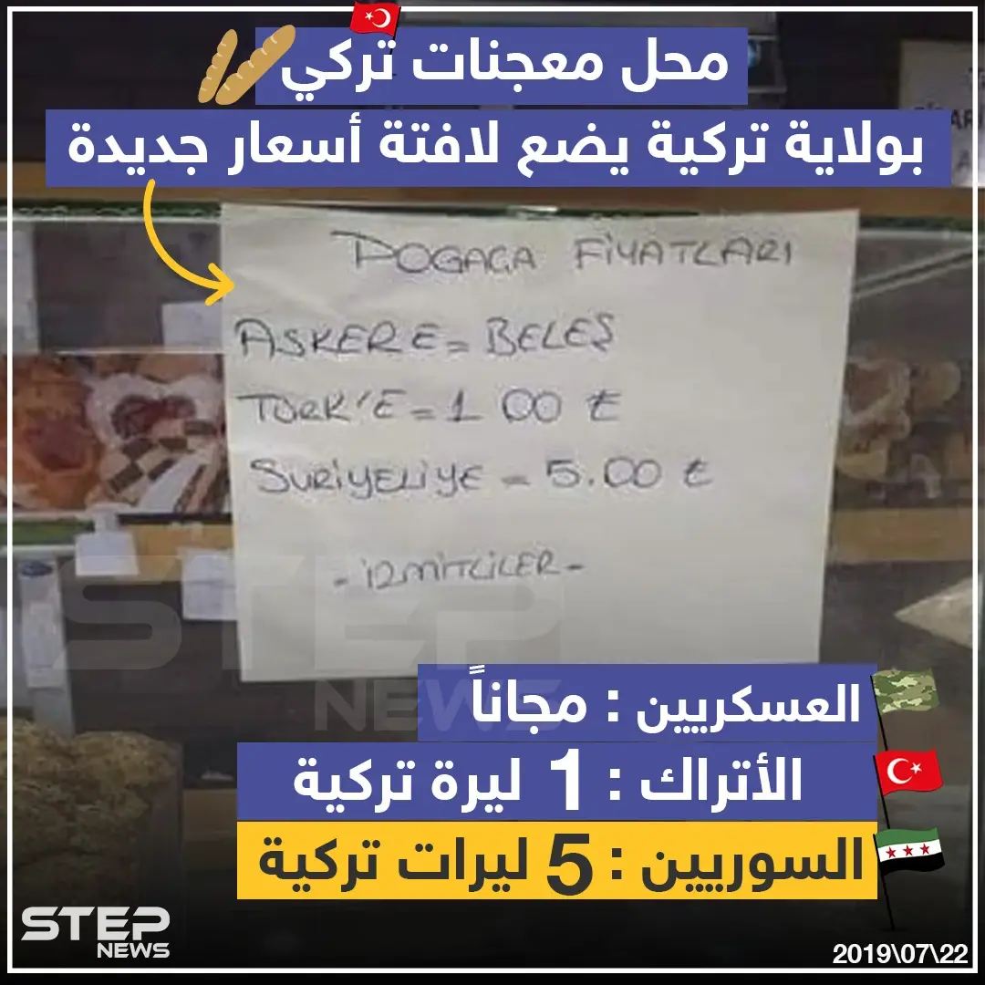 محل معجنات تركي بولاية تركية يضع لافتة أسعار جديدة: خبر وصورة