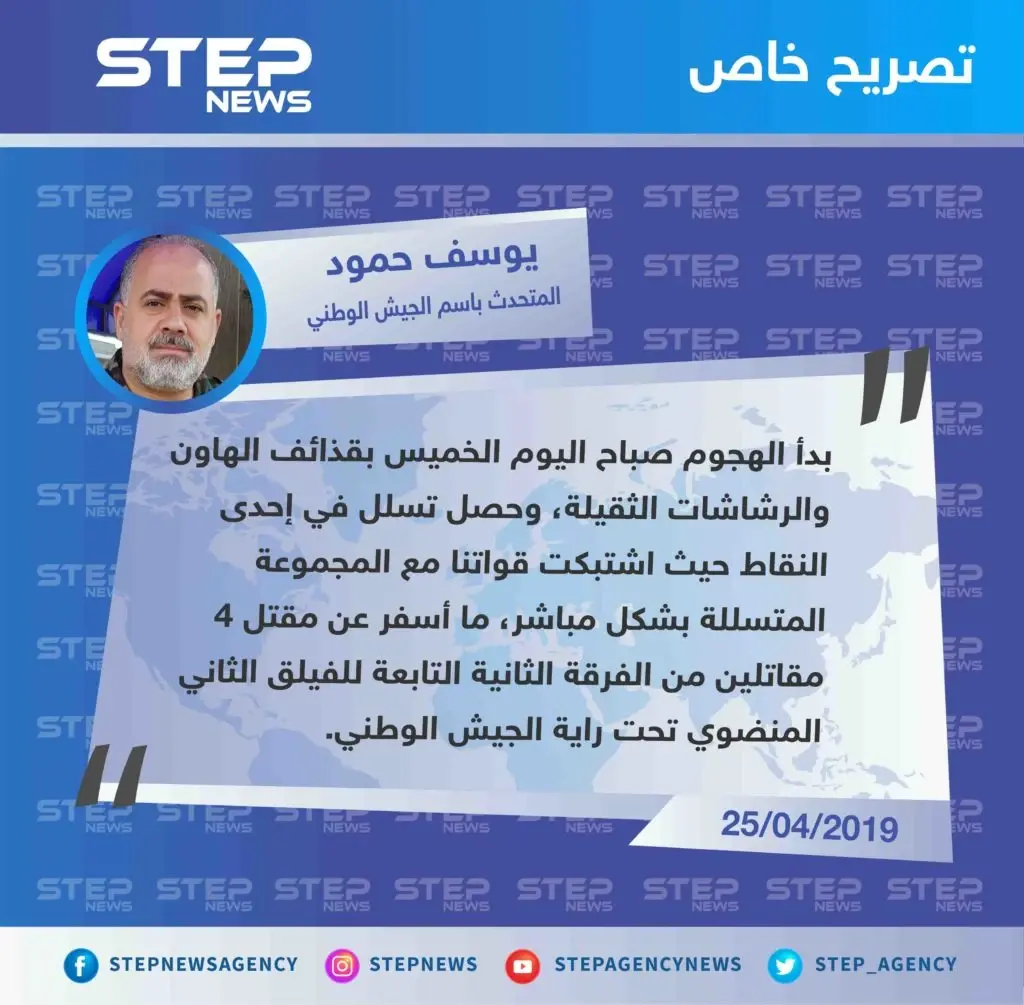 الرائد يوسف حمود يوضح لستيب تفاصيل هجوم مجموعة من ميليشيا قسد على نقطة للجيش الوطني بريف حلب: الجيش الوطني