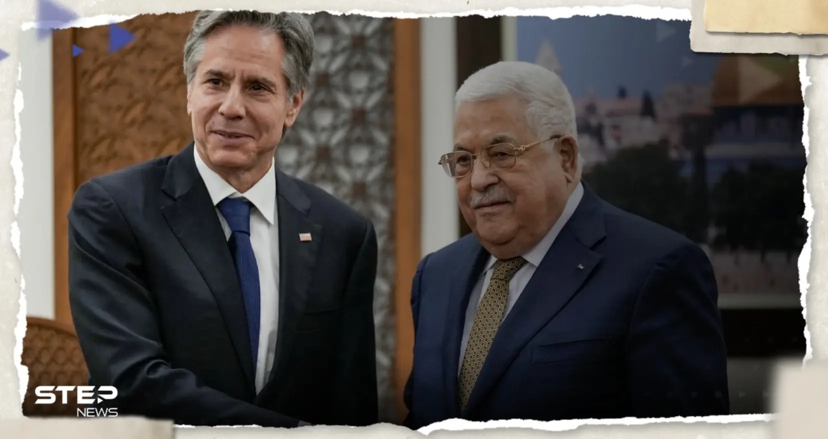بلينكن يلتقي عباس في رام الله.. ومحتجون غاضبون يحرقون صورة وزير الخارجية الأمريكي: غزة