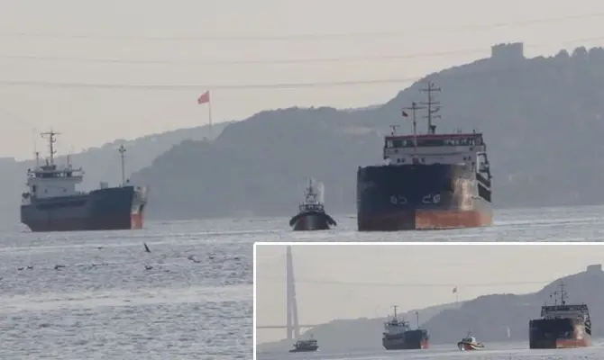 شاهد|| اصطدام سفينتين تركية وروسية في مضيق البوسفور: سفينتي شحن