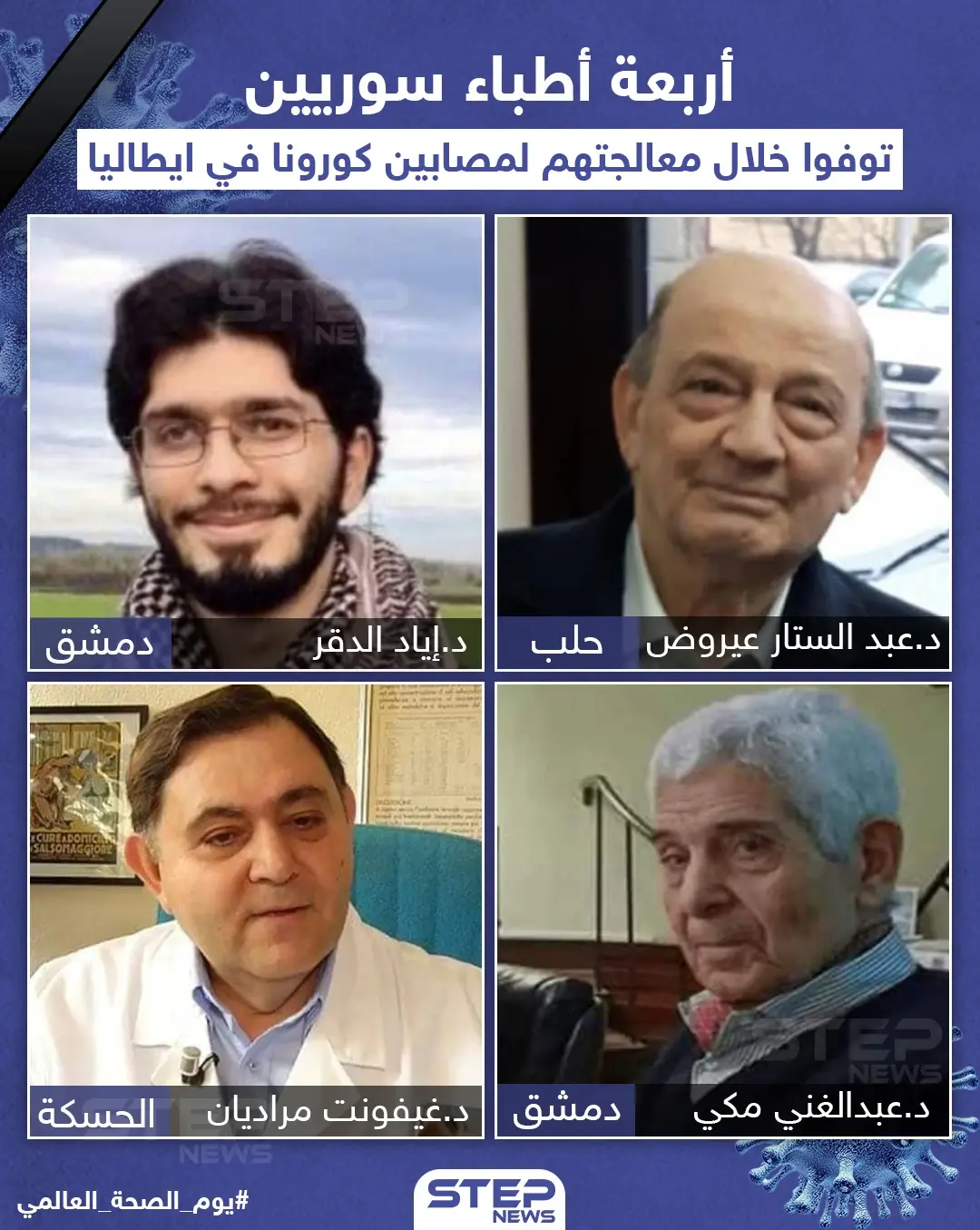 أطباء سوريون توفوا خلال معالجتهم لمرضى فيروس كورونا: العالم