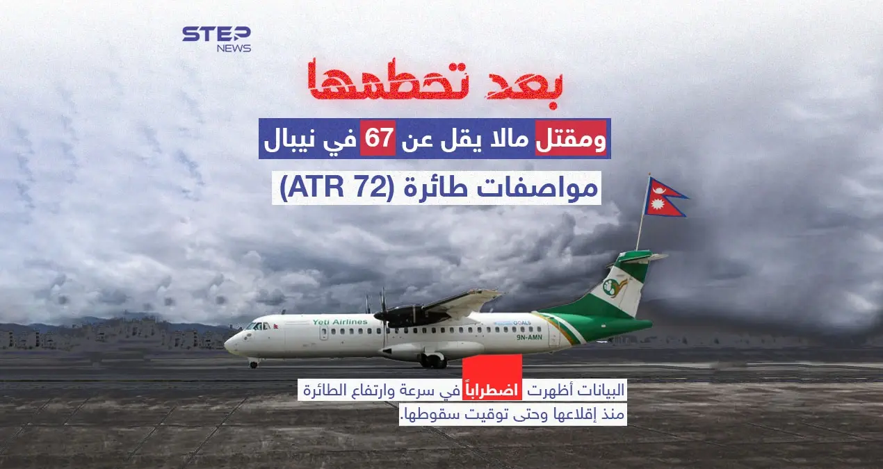 تعرّف على مواصفات طائرة الركاب "ATR 72" التي تحطمت اليوم في نيبال وقُتل معظم ركابها: إنفوغرافيك