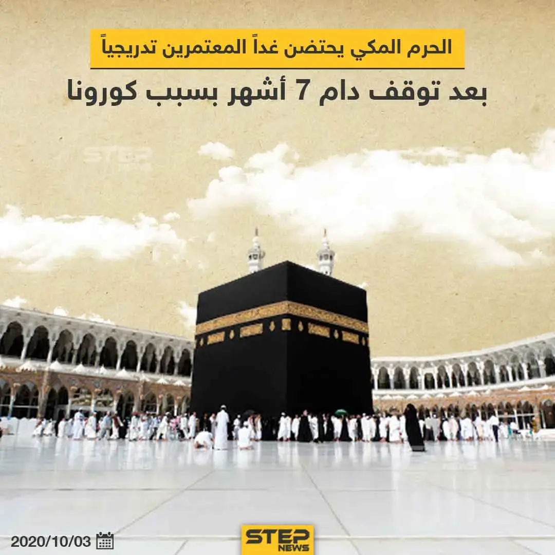 الحرم المكي يحتضن غداً معتمرين جُدد بعد توقف دام 7 أشهر بسبب جائحة كورونا: الحرم المكي