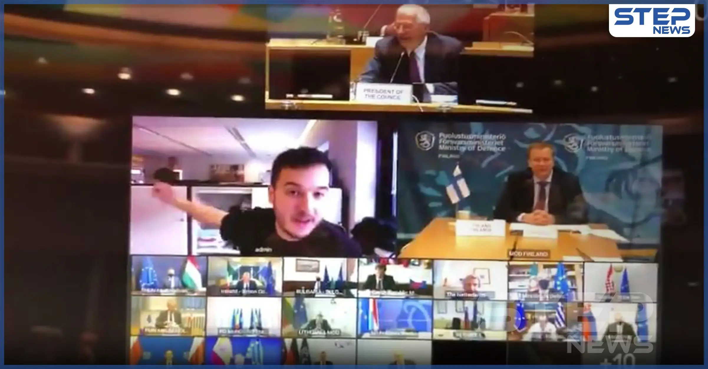 بالفيديو|| صحفي يخترق مؤتمراً سريّاً لـ وزراء الدفاع في أوروبا ويفشله: الحجر الصحي