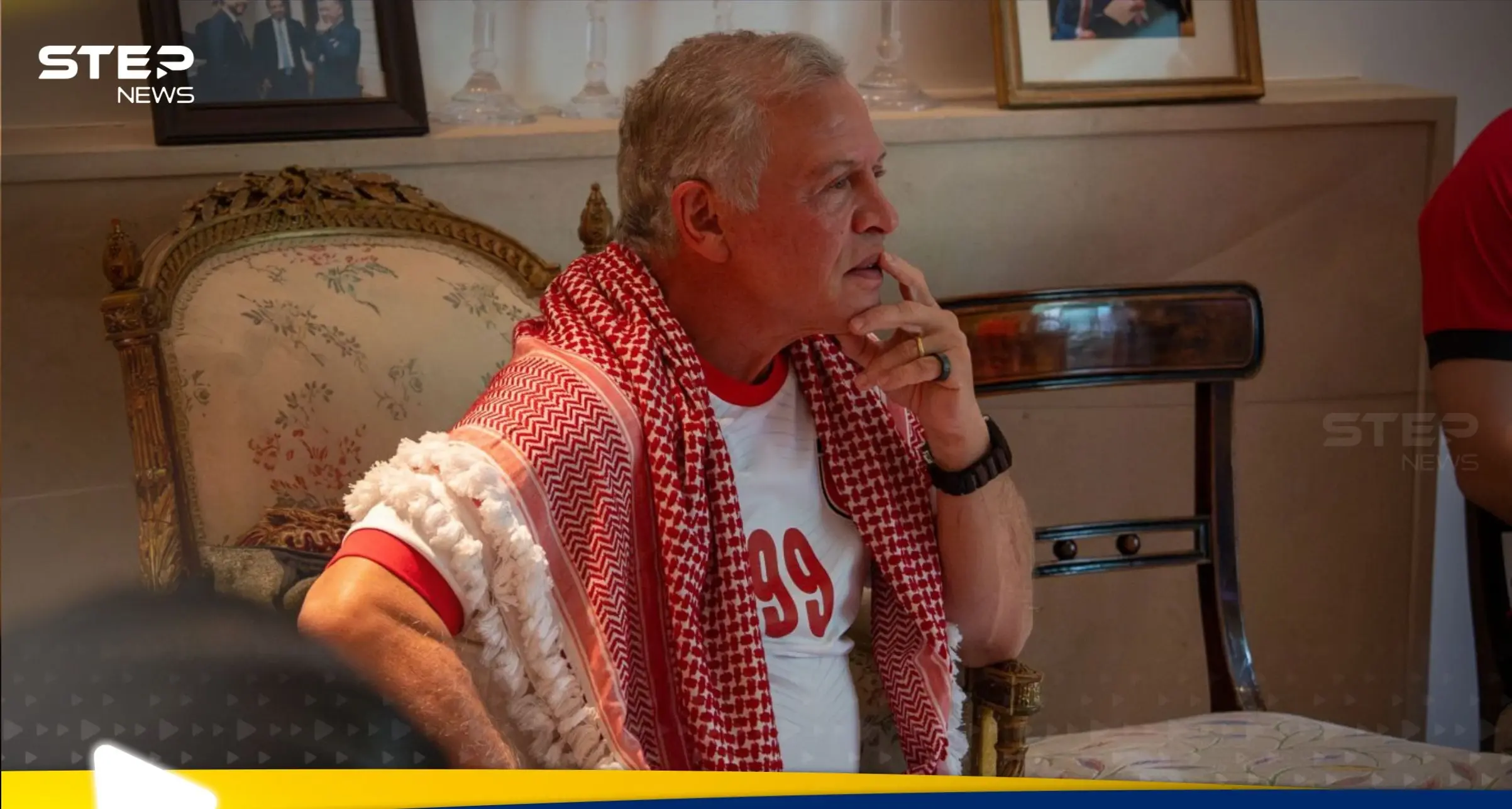 شاهد|| تفاعل ملك الأردن من لندن خلال متابعته مباراة "النشامى" ومضيفه العماني : الاردن