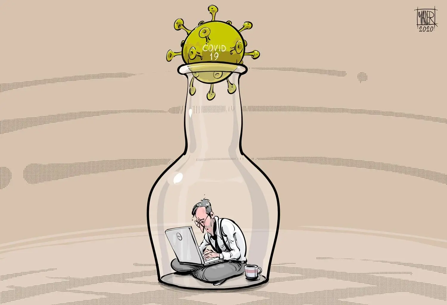 كاريكاتير || كورونا والحجر المنزلي: الحجر الصحي