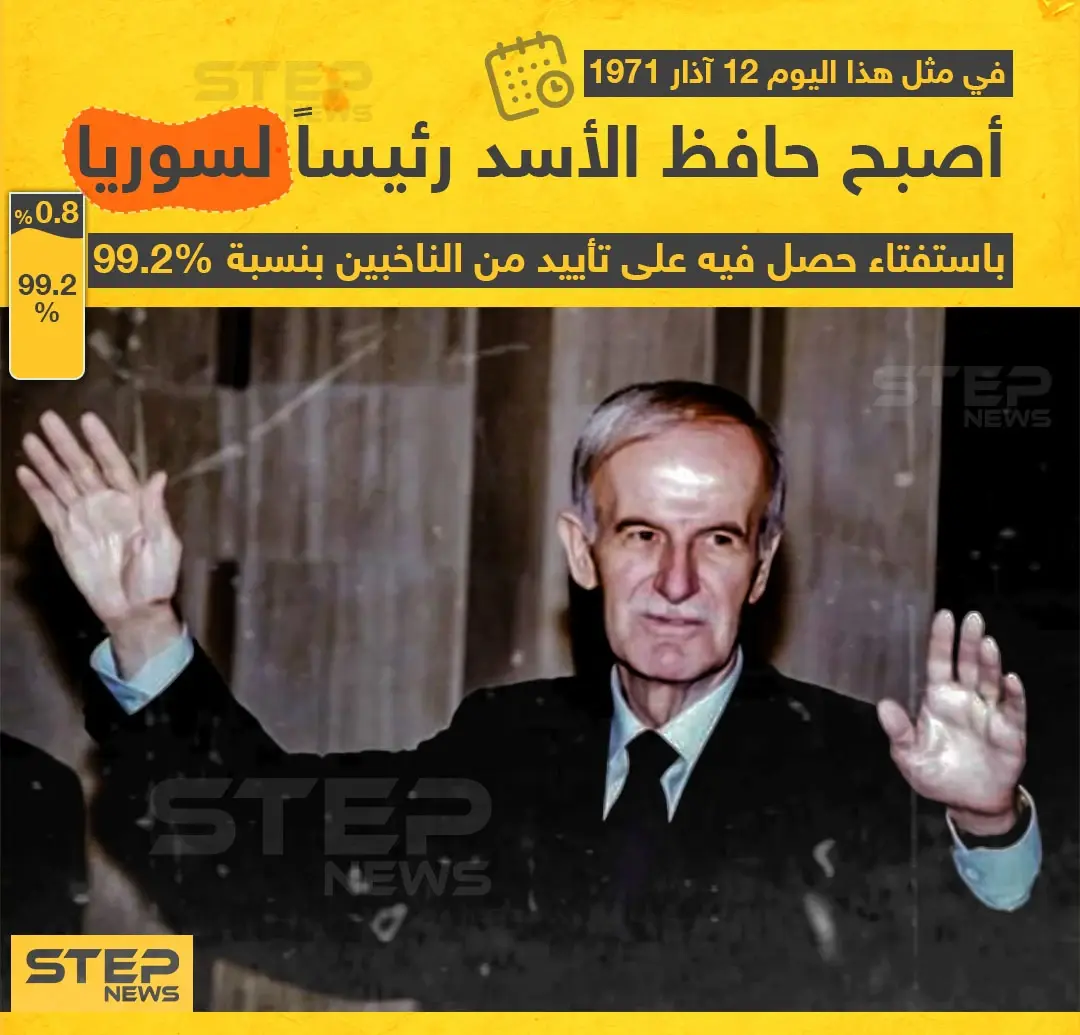 في مثل هذا اليوم أصبح حافظ الأسد رئيساً لسوريا تاركاً الحكم لابنه بشار من بعده: الحكم في سوريا