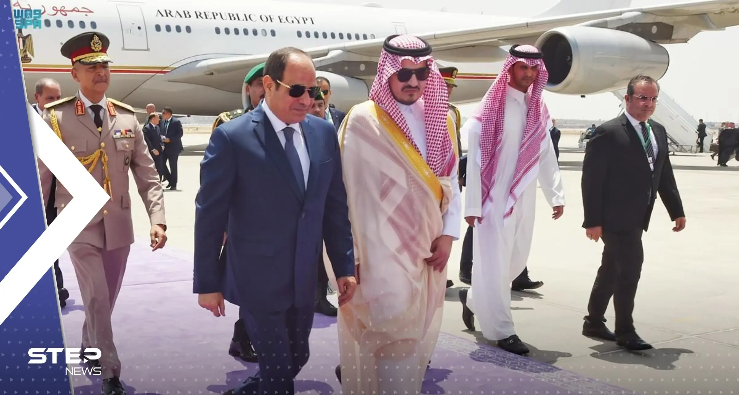 شاهد|| الرئيس المصري يصل جدة لحضور القمة العربية: القمة العربية