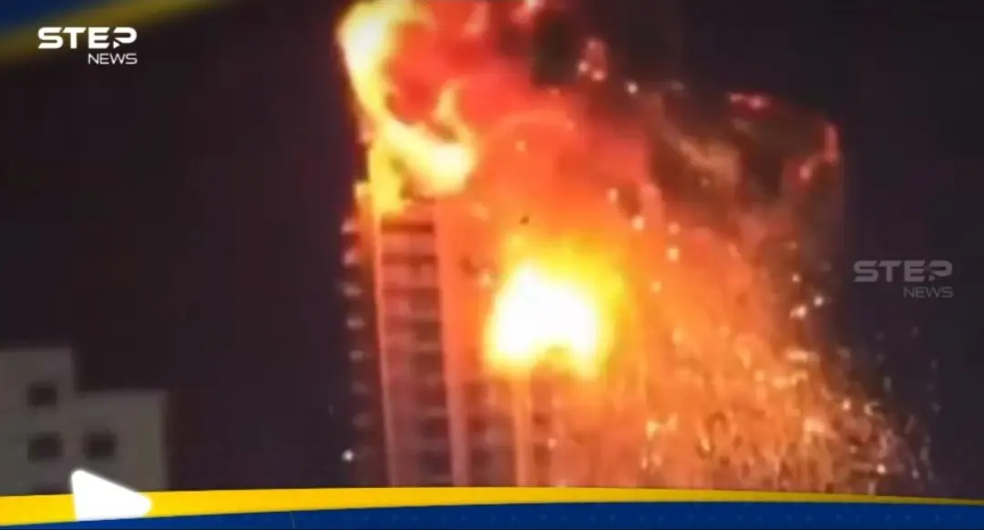 تحول لكتلة من النار.. لحظة استهداف مبنى سكني في البحرين (فيديو): #حرب_امريكا_وإيران