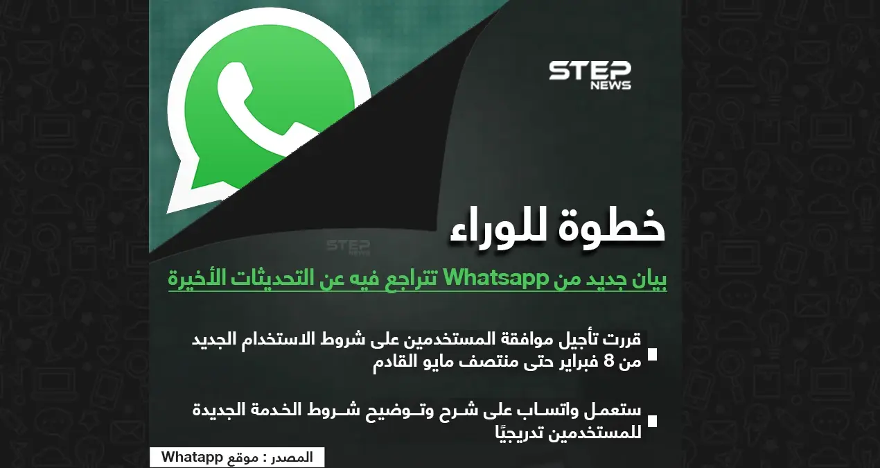 بيان جديد من واتساب تتراجع فيه عن التحديثات الأخيرة: واتساب