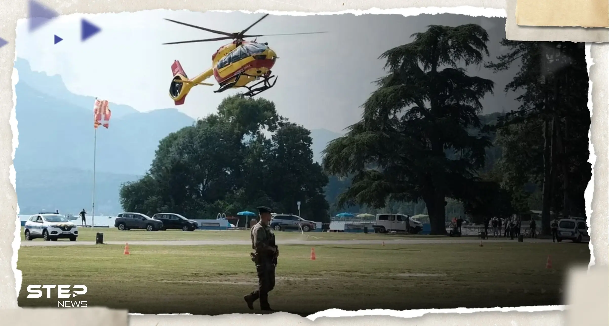 شاهد|| أول فيديو لمنفذ هجوم فرنسا وهو يحاول الفرار والشرطة تلاحقه.. وماكرون يعلق: حادثة طعن في فرنسا