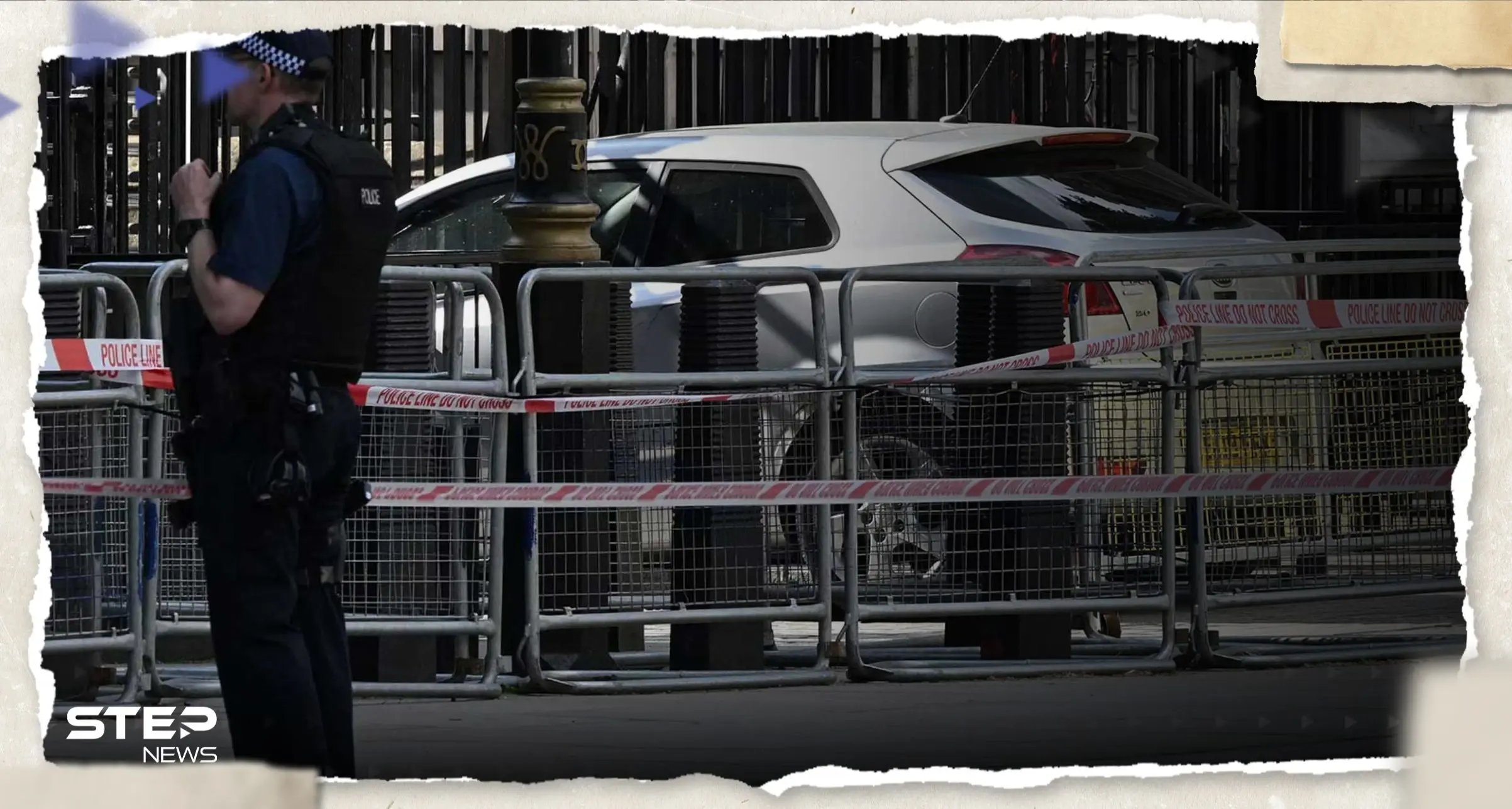 اصطدام سيارة ببوابة مقر رئيس الوزراء البريطاني (صور): اصطدام سيارة