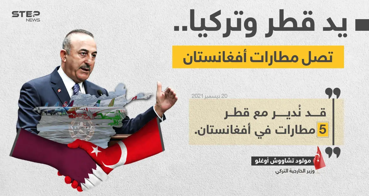 وزير خارجية تركيا (مولود تشاووش أوغلو)، يلمح إلى نيّة قطر وتركيا؛ إدارة 5 مطارات في أفغانستان.: خبر وصورة