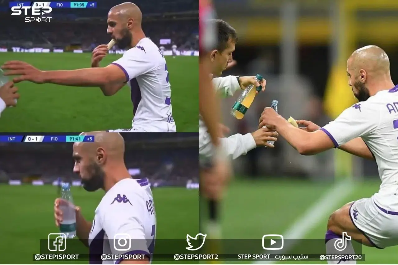 شاهد بالفيديو | المغربي سفيان امرابط يحتل التريند بطريقة إفطاره خلال المباراة: عالم الرياضة