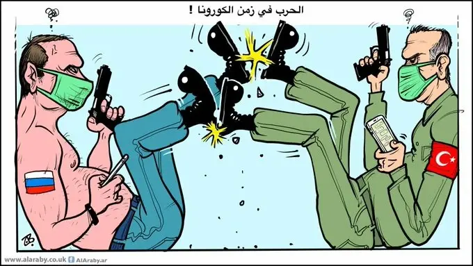 كاريكاتير|| الحرب في زمن الكورونا: كورونا