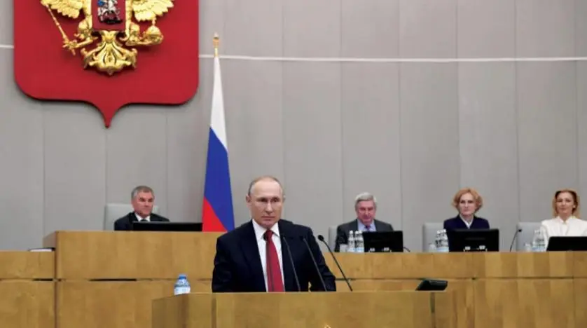 بوتين برسالة لبرلمان روسيا يتحدث عن إنجازات وموعد الانتهاء من الوباء: البرلمان الروسي