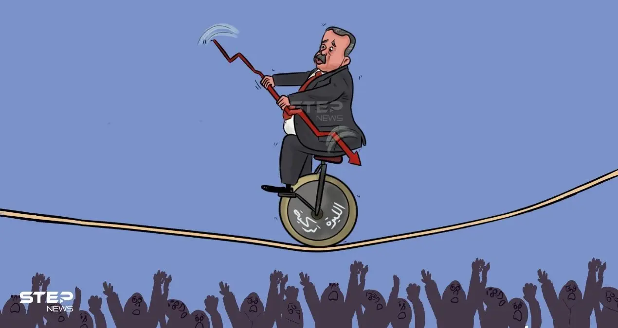 هبوط الليرة التركية.. ينذر بمخاطر الانهيار.: كاريكاتير